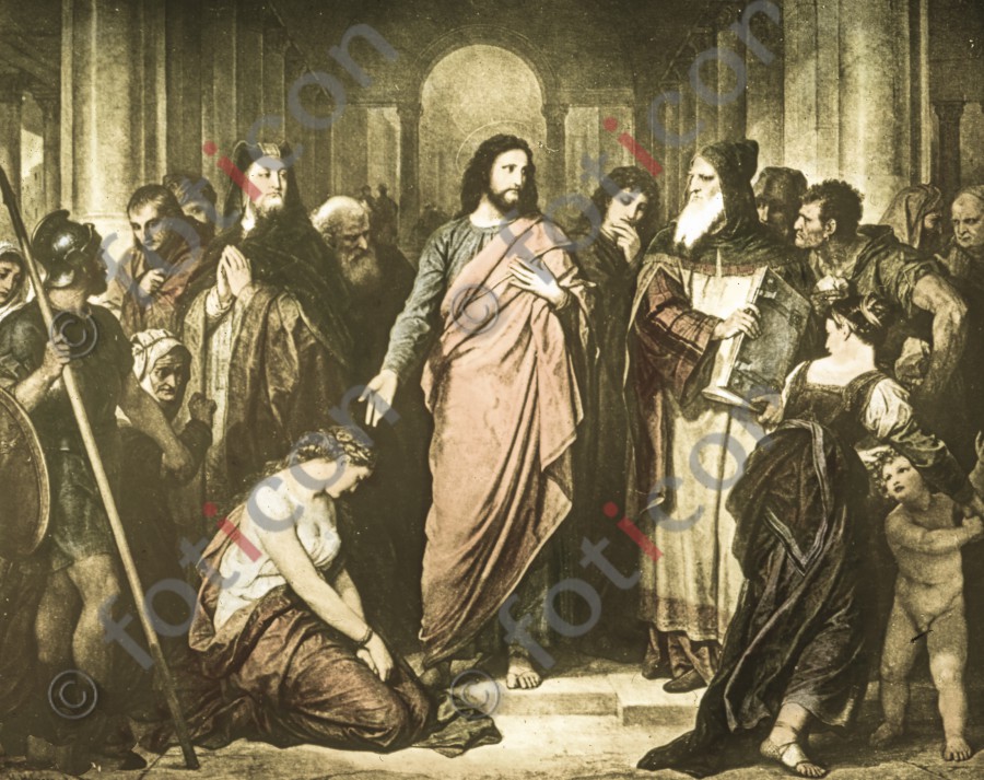 Jesus und die Ehebrecherin | Jesus and the adulteress - Foto simon-134-074.jpg | foticon.de - Bilddatenbank für Motive aus Geschichte und Kultur